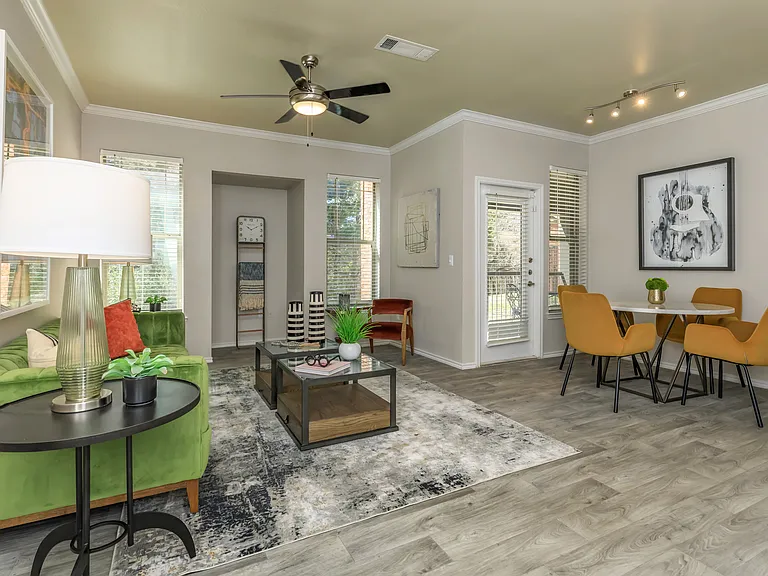 Modern Apartment Living Rooms in Dallas, TX _ The Woods of Five Mile Creek