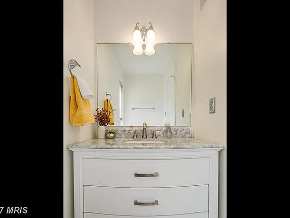 Gorgeous new marble vanity in powder room