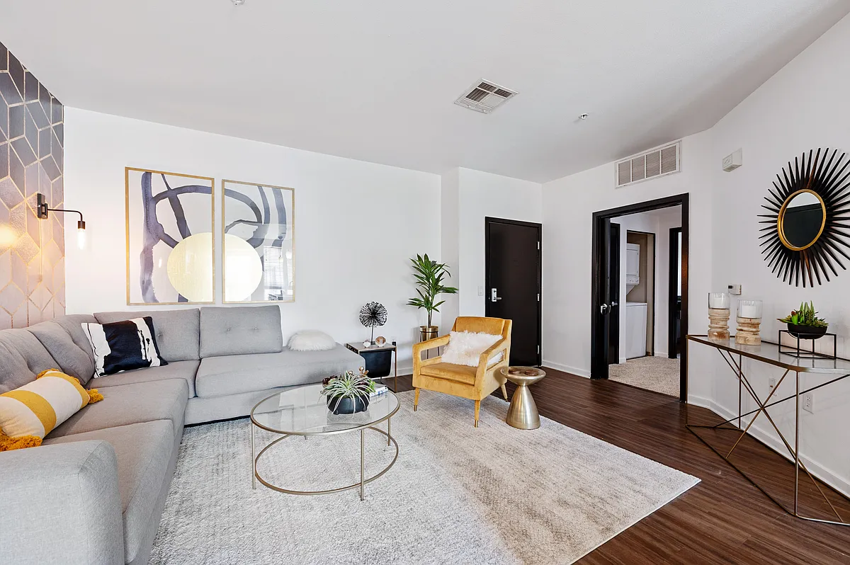7950 West Sunset Los Angeles, CA One Bedroom Model Living Room - 7950 West Sunset