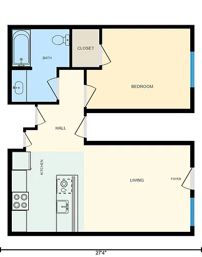 Floor plan One Bedroom Apartment