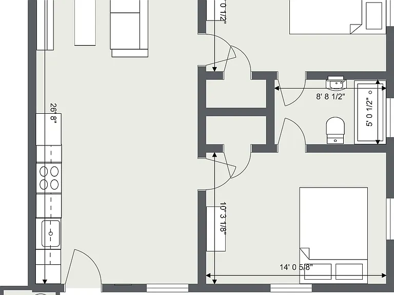 Roughly 750sf of living space
