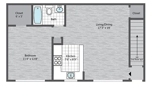 Floor plan 1BR/1BA