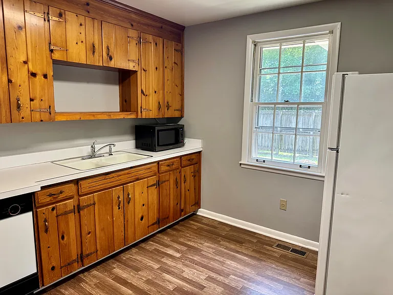 Solid cabinets and appliances.
