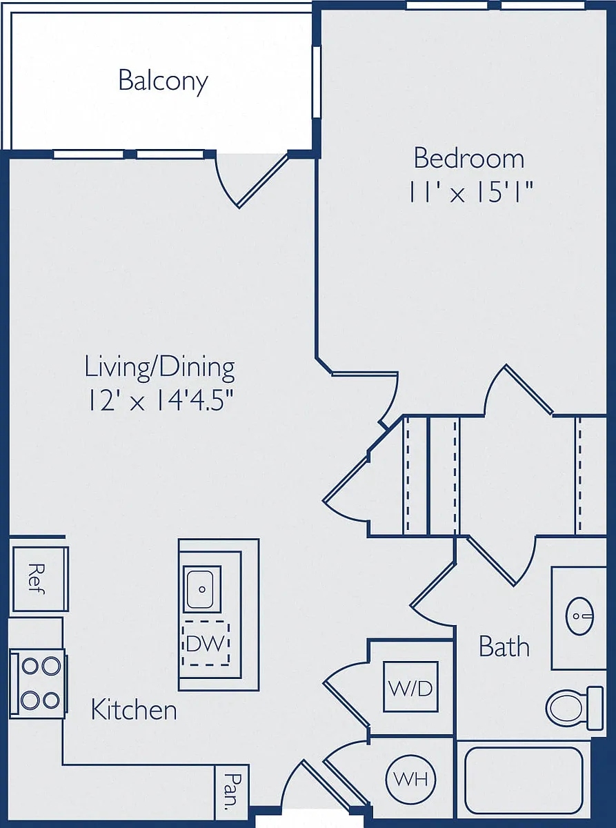 Floor plan 1 Bed 1 Bath A1G2