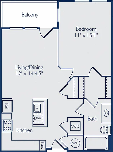 Floor plan 1 Bed 1 Bath A1G2