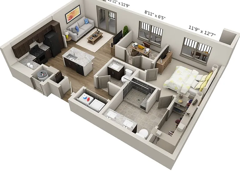 Floor plans are artist's rendering. All dimensions are approximate. Actual product and specifications may vary in dimension or detail. Not all features are available in every apartment. Prices and availability are subject to change. Floor plans are artist