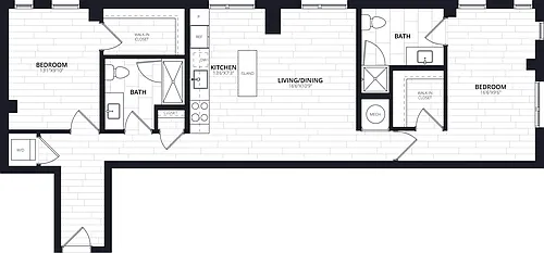 Floor plan 2 Bed/2 Bath-B17