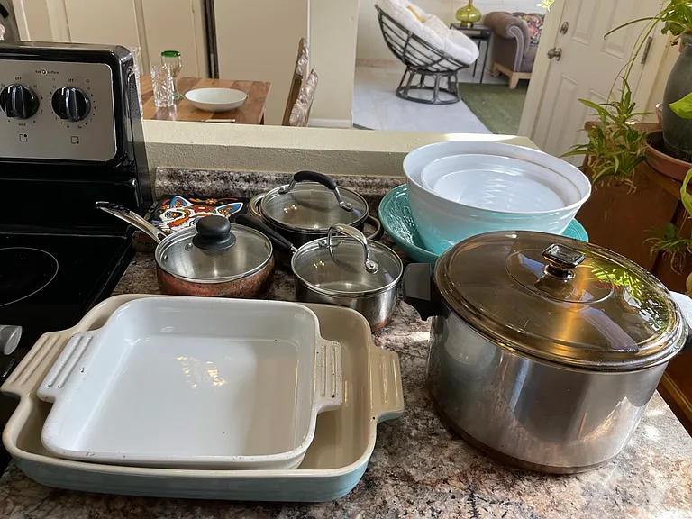 Pots, pans, utensils, dishes