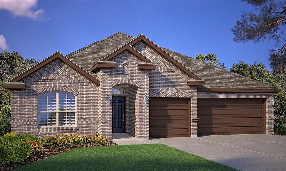 Front Elevation - D.R. Horton''s BrockFloorplan Elevation B - All Home and community information, including pricing, included features, terms, availability and amenities, are subject to change at any time without notice or obligation. All Drawings, pictures, photographs, video, square footages, floor plans, elevations, features, colors and sizes are approximate for illustration purposes only and will vary from the homes as built.