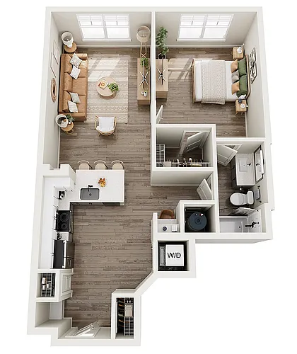 Floor plan A5-Moselle 1B/1B 848sf