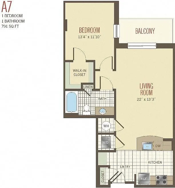 Floor plan 1 Bed - A7
