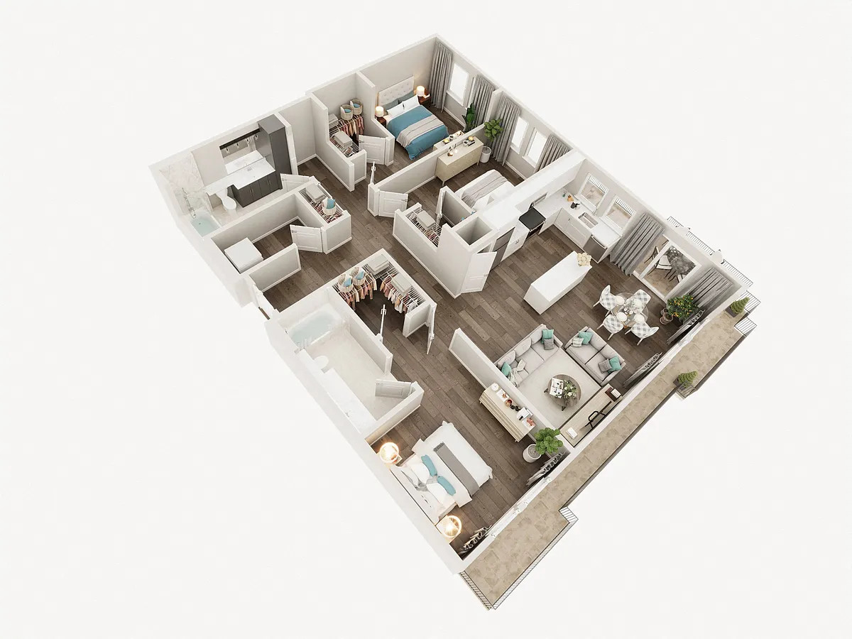 Floor plan Three Bed Two Bath A
