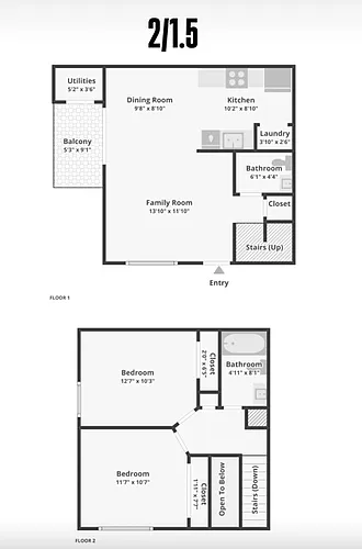 Floor plan Two Bedroom One and a Half Bath