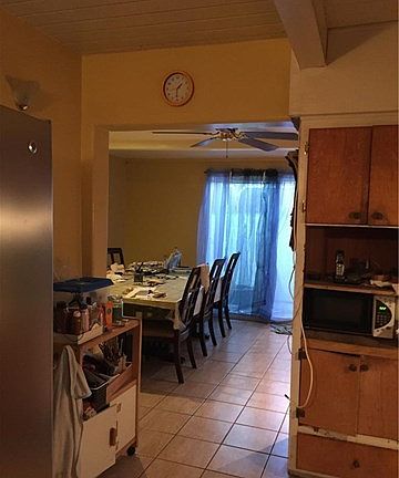 view of kitchen in to dining area