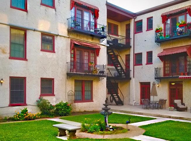 Courtyard side.
