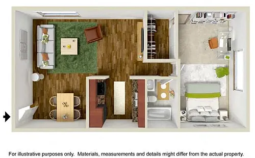 Floor plan 1 Bedroom 1 Bath