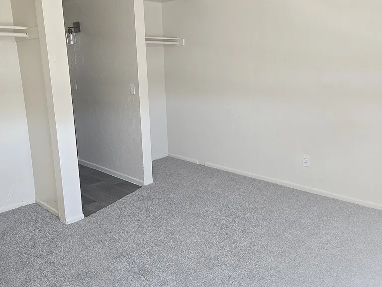 The bedroom has 2 closets. One full size and a smaller second closet