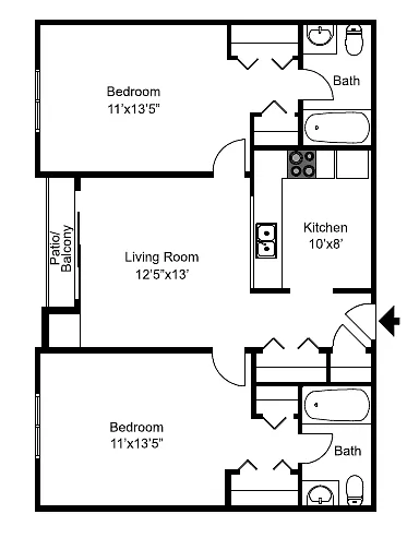 Floor plan 2 Bed 2 Bath