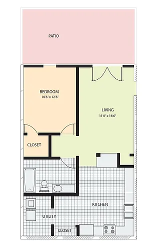 Floor plan 1 x 1 Jameson