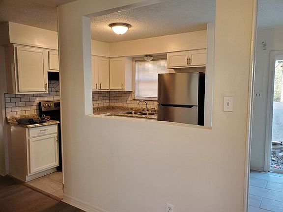 view from living room to kitchen