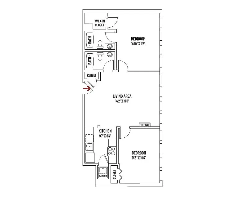Floor plan 2 BR, 2BA