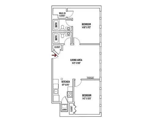 Floor plan 2 BR, 2BA