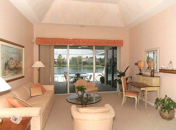Formal living room with lake views