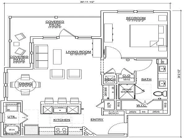 Floor plan One Bedroom/One Bath