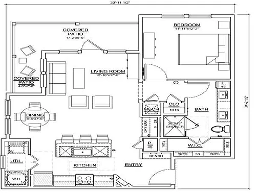 Floor plan One Bedroom/One Bath