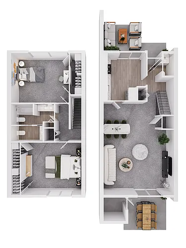 Floor plan 2 Bedroom Townhome 2 Level