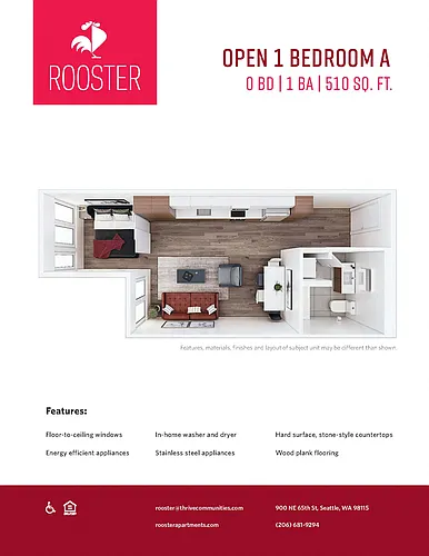 Floor plan Open 1 Bedroom A