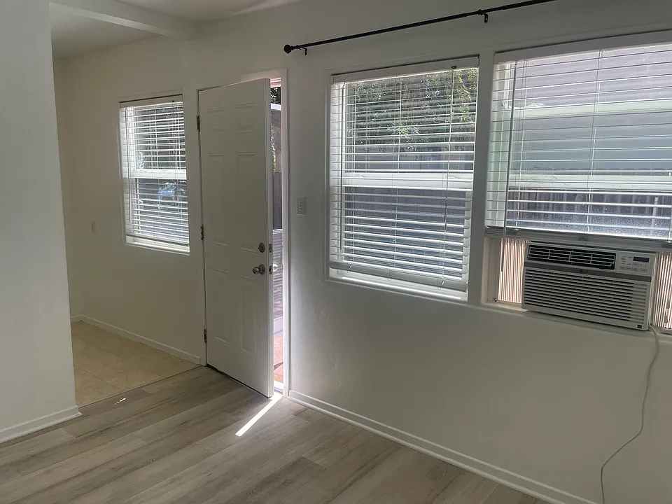 Living room into kitchen.