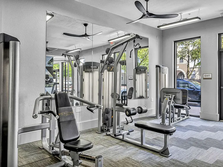 Fitness center with weight machines