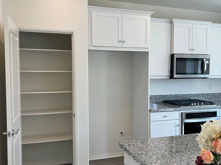 Kitchen pantry, storage, and refrigerator space
