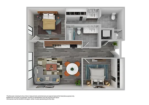 Floor plan 2 Bedroom 2 Bathroom C - North Facing