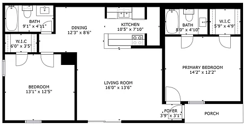 Floor plan 2 bedroom 2 bath