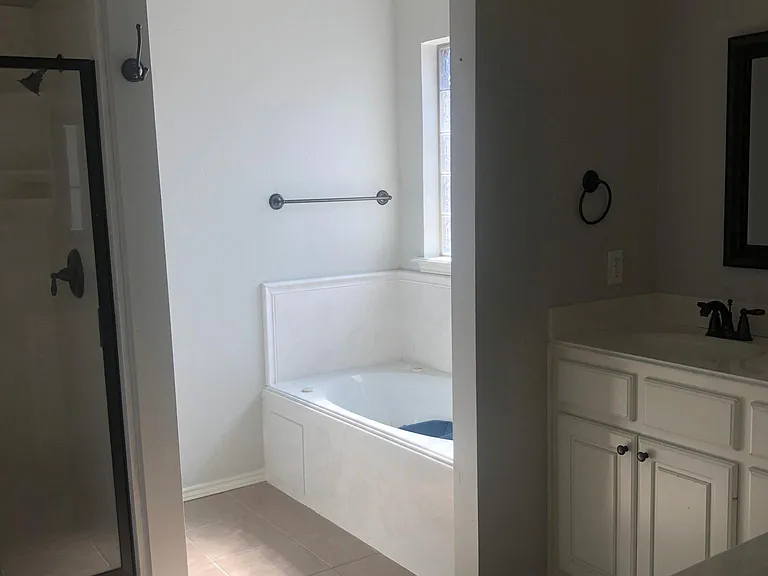 Primary Bath with Jacuzzi tub , shower and walk-in closet