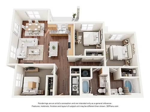 Floor plan 3BAV (Audio/Visual Accessible)