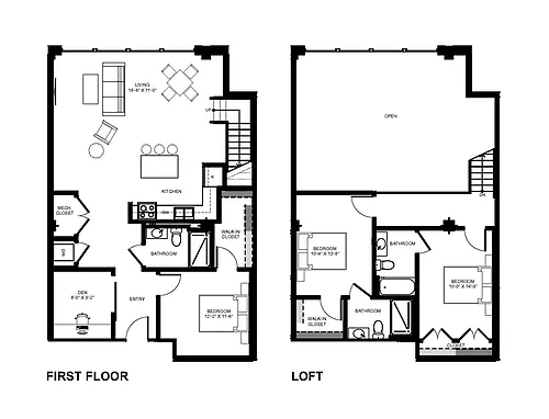 Floor plan 3BD 3BA Loft