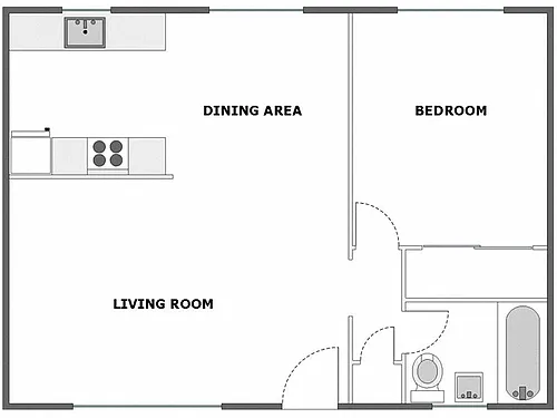 Floor plan 1 Bed / 1 Bath: Type G