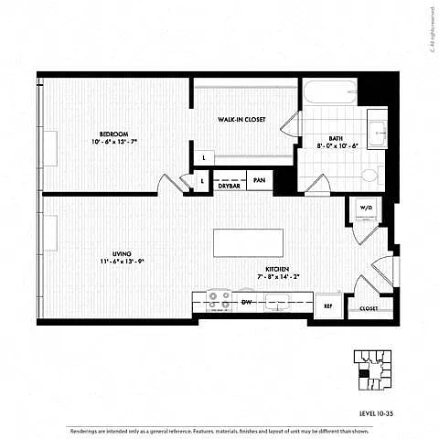 Floor plan VYV South 1N 1 bed 1 bath