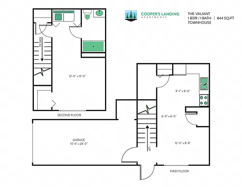 Floor plan 1 Bed, 1 Bath Loft - 884 sq ft