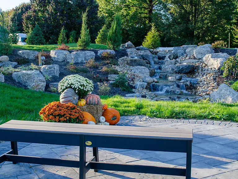 Benches to take in the bubbling waterfalls