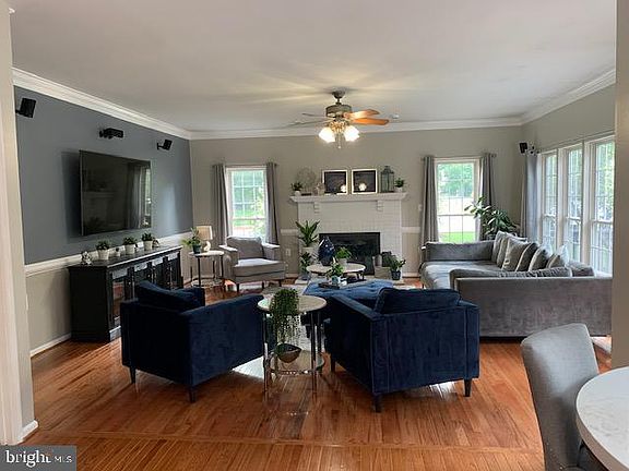 Spacious family room with new hardwood floors