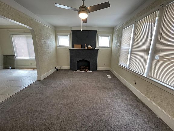 Living room with faux fireplace