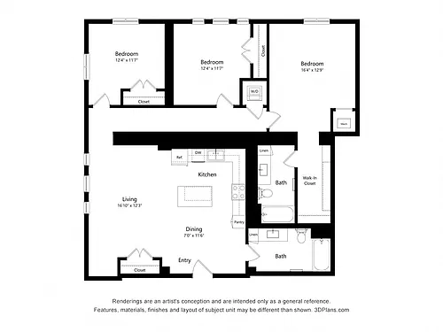 Floor plan Three Bedroom - 3IV