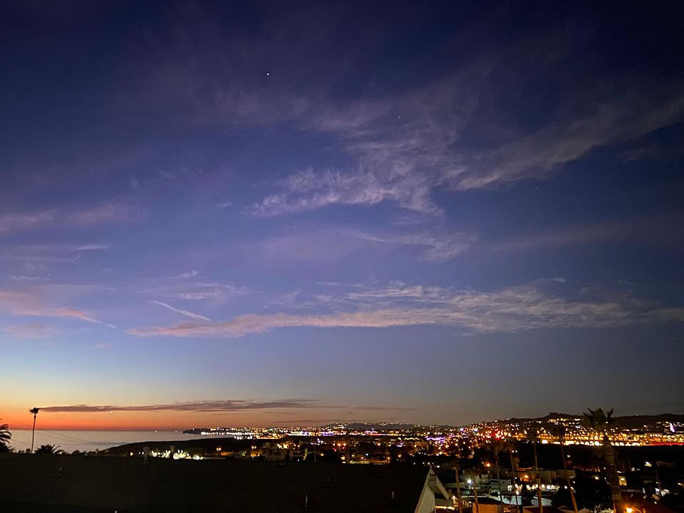 Evening ocean and lights view from the studio