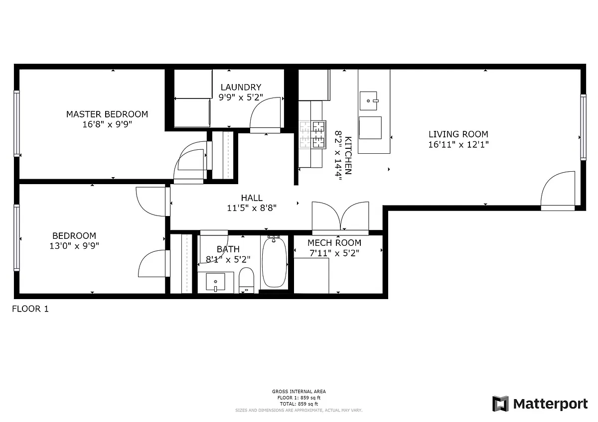 Floor plan N Sydenham 2 Beds