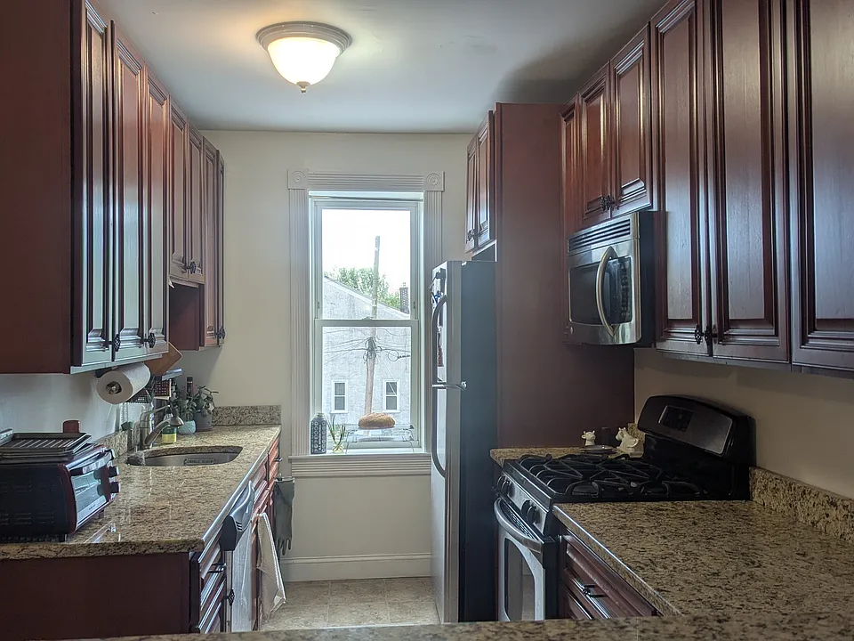 Kitchen has southern light all year, no shade trees
