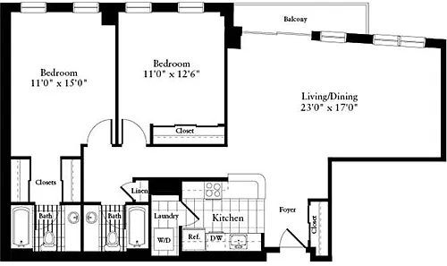 Floor plan 2 Bedrooms X